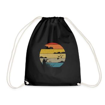 Vintage-Retro-Entenj�ger Mann Sonnenuntergangsjagd - Turnbeutel - Schwarz - Vorne