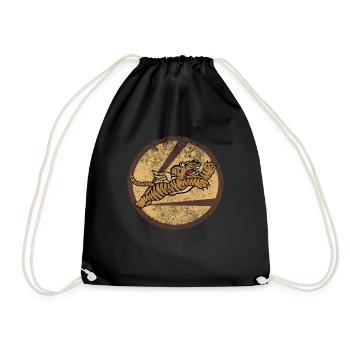 Vintage WW2 AVG Flying Tigers Squadron Patch - Drawstring Bag - black - Front