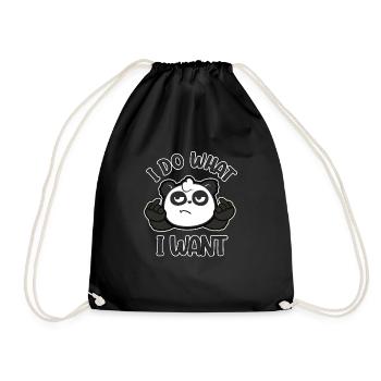Ich mache, was ich will Panda Einstellung Panda Fi - Turnbeutel - Schwarz - Vorne