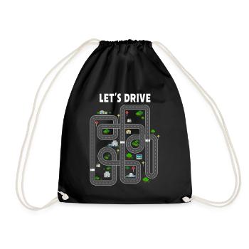 Auto toy car play massage - Drawstring Bag - black - Front