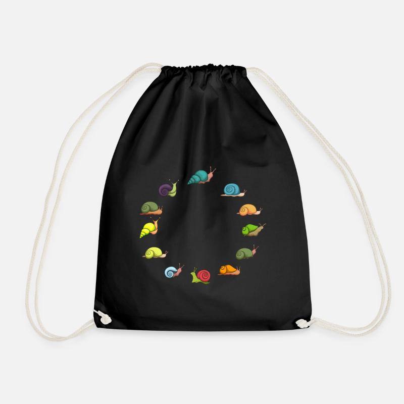 Snails snail shell snail garden - Drawstring Bag - black