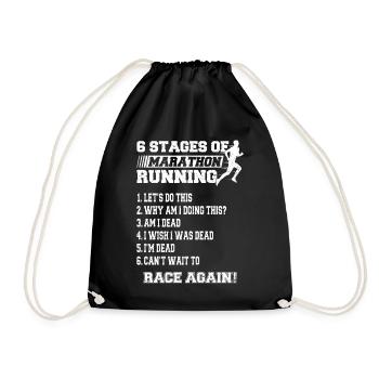 6 phases of the marathon 42.2 km - Drawstring Bag - black - Front