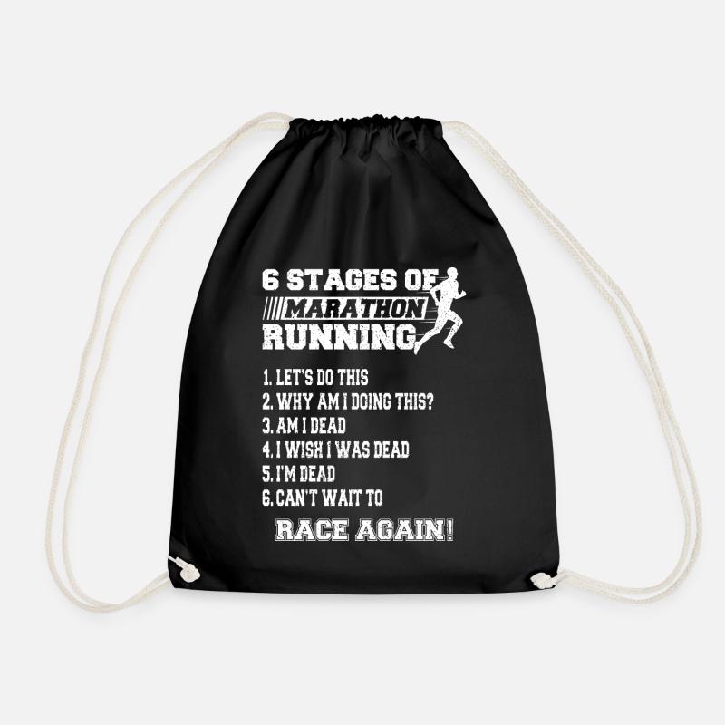 6 phases of the marathon 42.2 km - Drawstring Bag - black