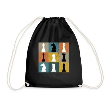 Joueur d'échecs art échiquier rétro vintage cadeau - Sac de sport léger - noir - Devant