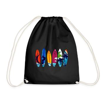 Surfing board surfing - Drawstring Bag - black - Front