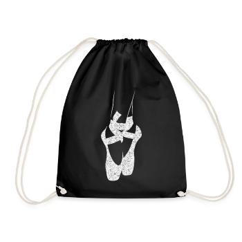 Ballet shoes pointe shoes ballet foot - Drawstring Bag - black - Front