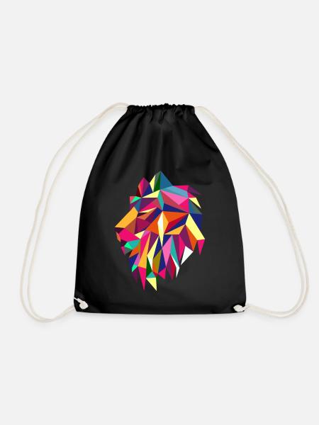 Trendy lion geometric African animal - Drawstring Bag - black