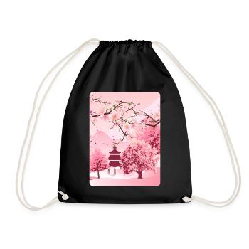 Japanische Kirschblüte Japanische Kunst - Turnbeutel - Schwarz - Vorne