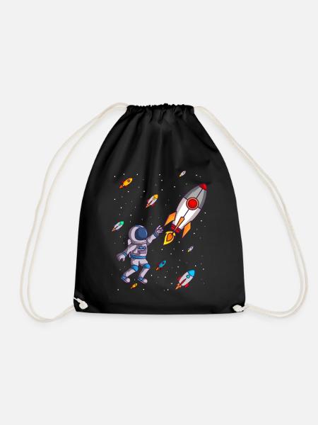 Fusées spatiales avec des astronautes - Sac de sport léger - noir