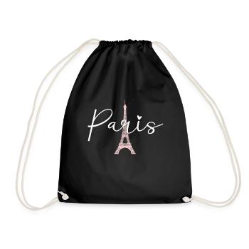 Paris Eiffel Tower Travel European Paris Vacation - Drawstring Bag - black - Front