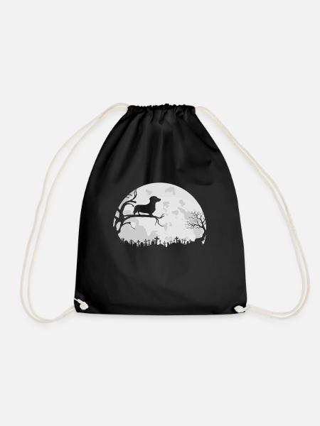 Dachshund moon Halloween amante del perro salchicha - Mochila saco - negro