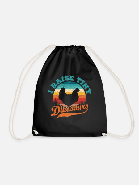 I Raise Tiny Dinosaurier Retro 70 Huhn Silhouette - Turnbeutel - Schwarz