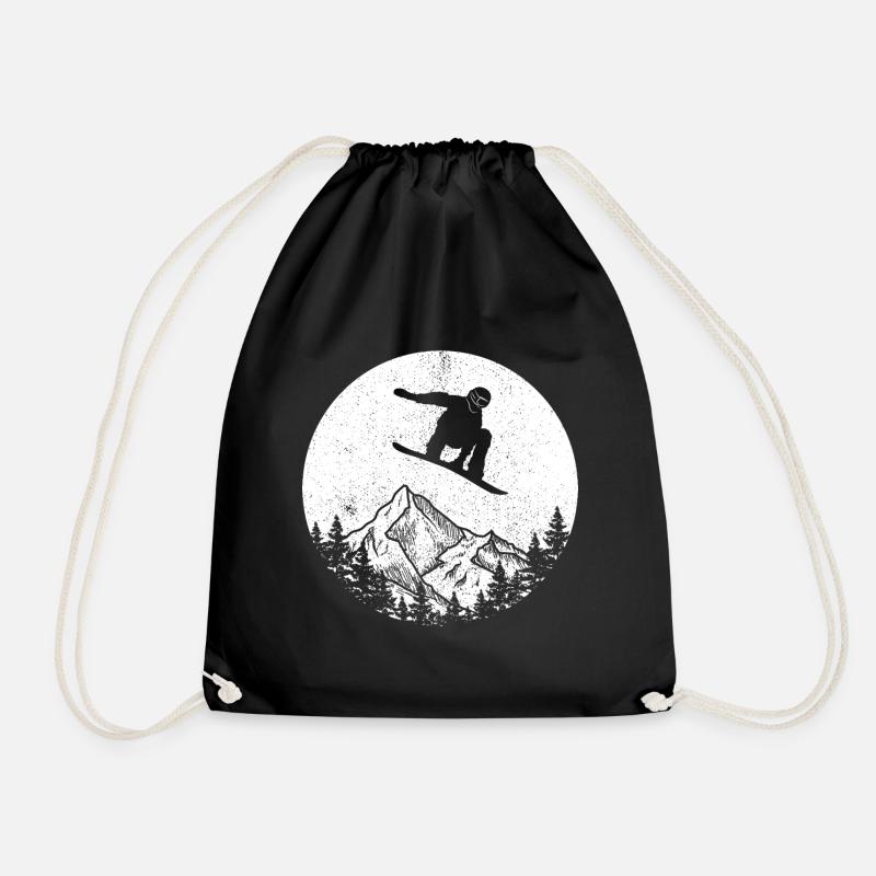 Snowboard tricks design for freestyle snowboarders - Drawstring Bag - black