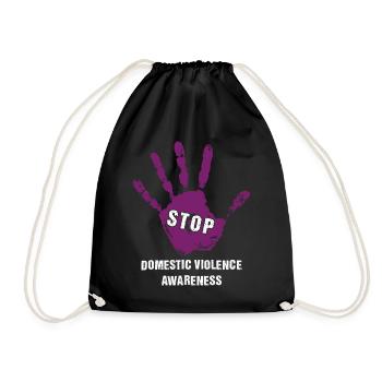 Stop domestic violence against women - Drawstring Bag - black - Front