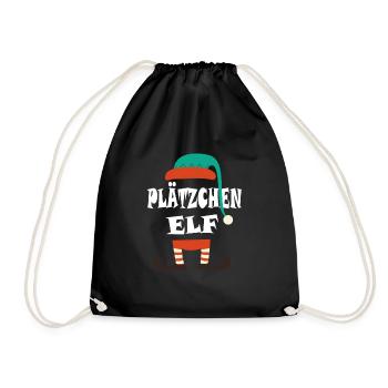 Plätzchen Elf für Weihnachten Plätzchen Bäcker - Turnbeutel - Schwarz - Vorne