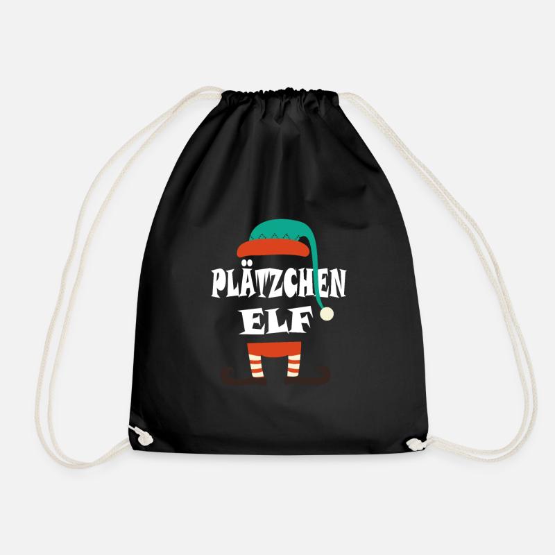 Plätzchen Elf für Weihnachten Plätzchen Bäcker - Turnbeutel - Schwarz