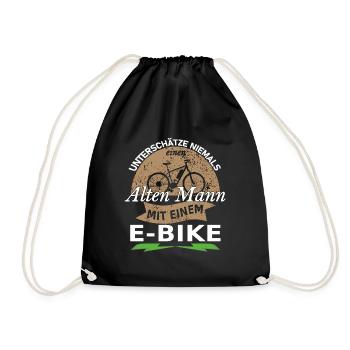 Unterschätze nie einen alten Mann mit einem E-Bike - Turnbeutel - Schwarz - Vorne