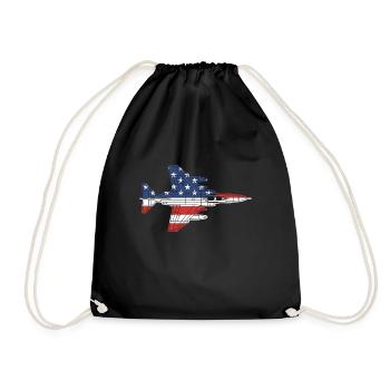 Avion de chasse à réaction F-4 Phantom drapeau américain - Sac de sport léger - noir - Devant