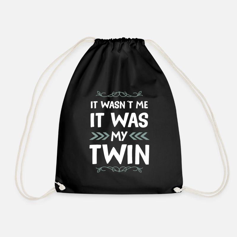 Twins funny saying - Drawstring Bag - black