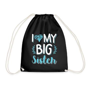 love big sister baby - Drawstring Bag - black - Front