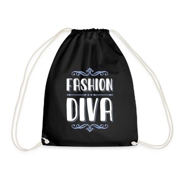 fashion diva - Drawstring Bag - black - Front
