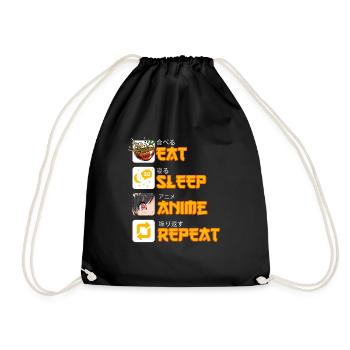 Eat Sleep Anime Repeat Anime Manga Lover Otaku - Turnbeutel - Schwarz - Vorne