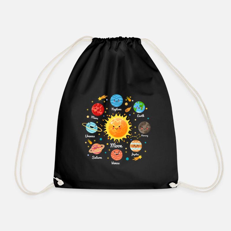 Solar System Space Planets for a sience lover - Drawstring Bag - black