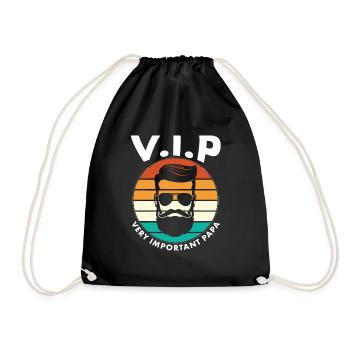 Very Important Dad Retro Hipster Father's Day - Drawstring Bag - black - Front