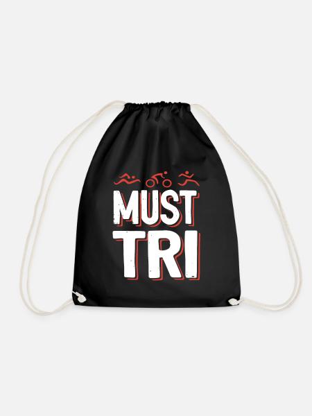 spruch Triathlon triathlete - Drawstring Bag - black