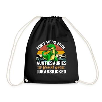 Auntiesaurus You'll Get JurassicSkicked Design - Drawstring Bag - black - Front