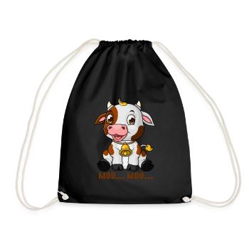 Moo Cow Funny Farmer cow design for a moo moo - Drawstring Bag - black - Front
