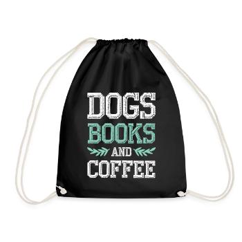 hunde kaffee bücher - Turnbeutel - Schwarz - Vorne