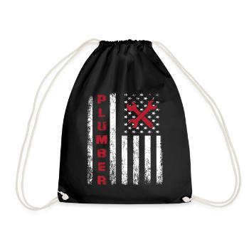 Proud plumber design for american patriots - Drawstring Bag - black - Front