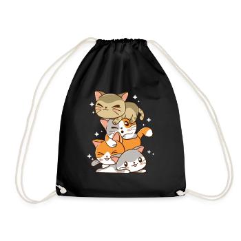 kawaii cat pile shirt - Turnbeutel - Schwarz - Vorne