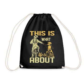 motocross shirt dad - this is what life is about - Drawstring Bag - black - Front