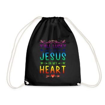 bible jesus in the heart - Drawstring Bag - black - Front