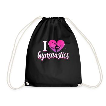 i love gymnastics clothes - Drawstring Bag - black - Front