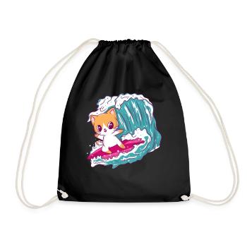 Anime Surfing Kids Kiteboard Surf Kitesurfer - Turnbeutel - Schwarz - Vorne