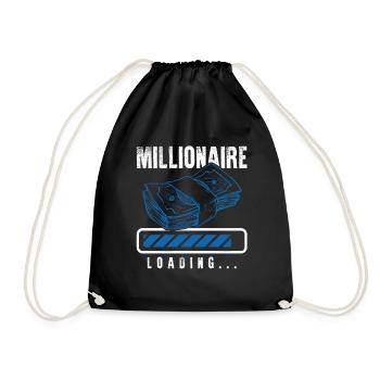 millionaire loading - Drawstring Bag - black - Front