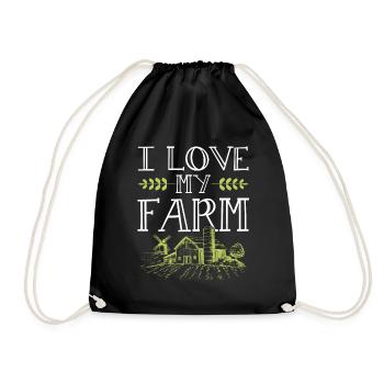 I love my farm - Drawstring Bag - black - Front