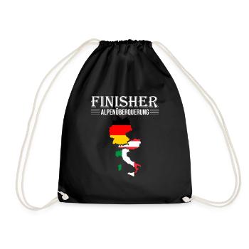 Alpenüberquerung Finisher Transalp Alpencross - Turnbeutel - Schwarz - Vorne