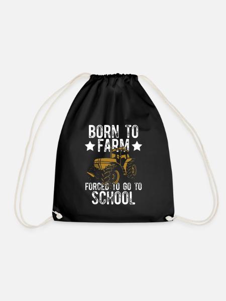 born to farm school - Drawstring Bag - black