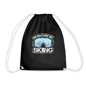 Lustiges Skifahrer Skifahren Skiing Geschenk - Turnbeutel - Schwarz - Vorne