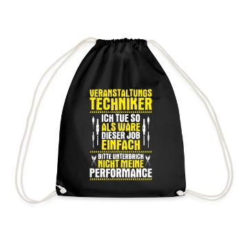 Veranstaltungstechniker Event Technician - Turnbeutel - Schwarz - Vorne