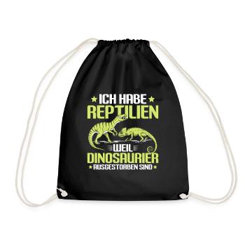 Reptilien Reptil Schlangen Eidechse Terrarium - Turnbeutel - Schwarz - Vorne