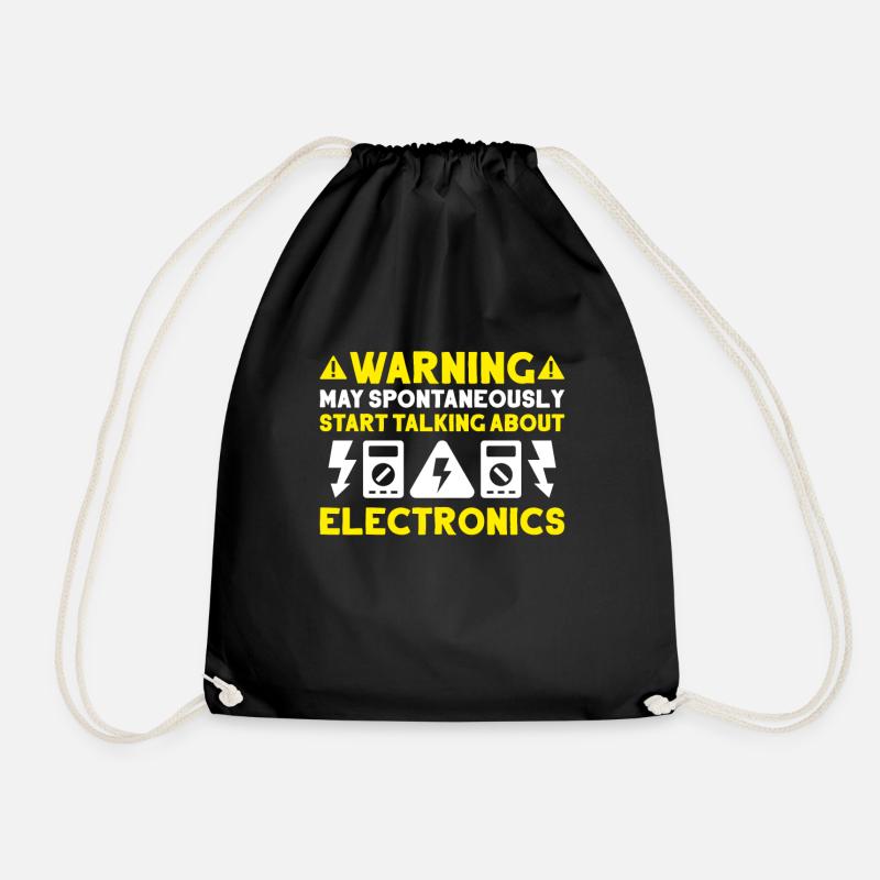 Electronics technician Electrician Lineman - Drawstring Bag - black