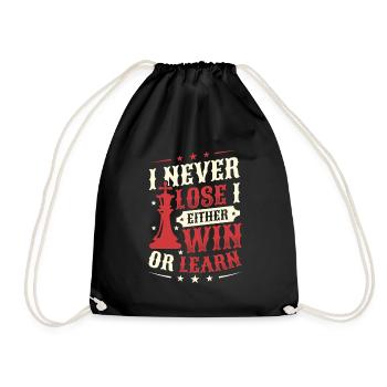 Je ne perds jamais, je gagne ou j’apprends les échecs - Sac de sport léger - noir - Devant
