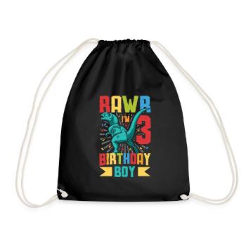Anniversaire Trex Dinosaure 3ème Anniversaire Garçon - Sac de sport léger - noir - Devant