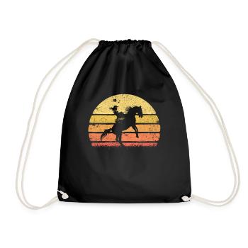Cow Girl Bucking Bronco Rodeo Retro Wrangler - Turnbeutel - Schwarz - Vorne