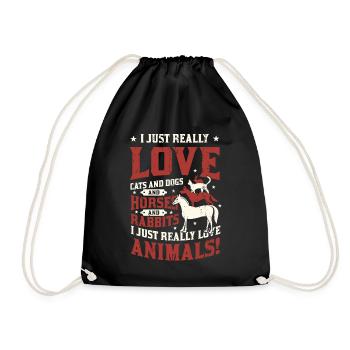 Chats,Chiens,Chevaux,Lapins - Amoureux des animaux - Sac de sport léger - noir - Devant